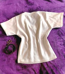 White Ribbed V-Neck T- Shirt