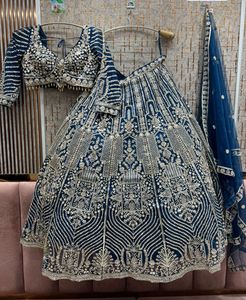 Gorgeous Peacock Blue Lehenga Choli With Dupatta