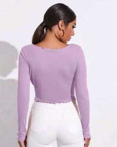 Purple Long Sleeve Crop Top
