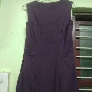 Purple Sleeveless Button Detail Dress