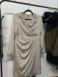 Elegant Beaded Collar Wrap Dress