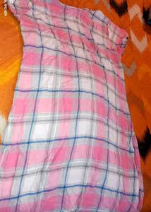 Pink Striped Embroidered Design Kurti