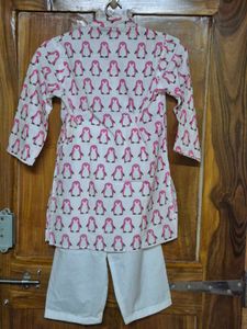 Cute Penguin Print Kurta Set