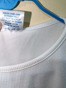 White Cropped Knit Top