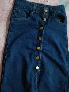 Denim Button-Front Skirt