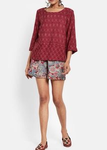 Indo-western Maroon Fabindia top
