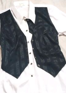 royal white shirt with black waistcoat and neck tie