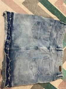 Distressed Denim Mini Skirt