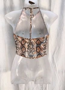 15171. Snakeskin Halter Crop Top