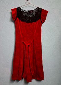 Vintage Red &amp; Black Lace Dress