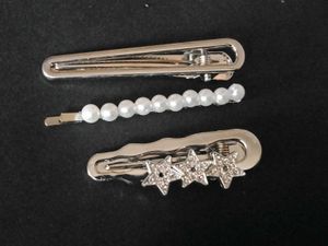 Hair Clip Set - Silver &amp; Pearl Combo Of 2.