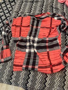 Red and black boxy Top