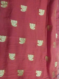 Orange &amp; Golden Print Saree