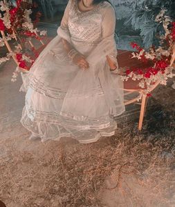 Elegant White Embroidered Ethnic Gown