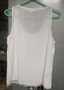 Beaded Sleeveless Tank Top White