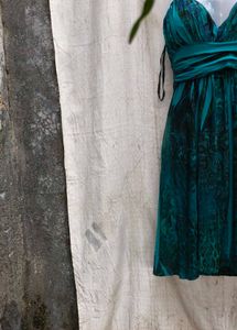 768. Teal Halter Mini Dress