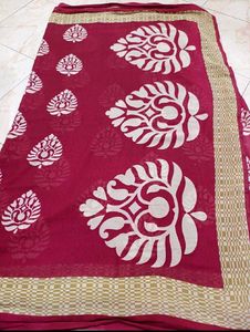 Synthetic Saree With Floral Print