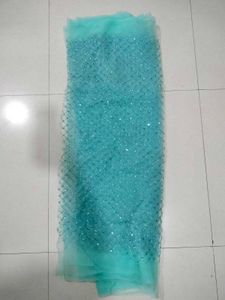 Aqua Sequin Net Fabric Saree.