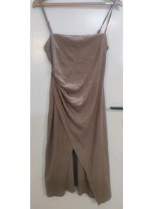 Brown/Khaki Wrap Design Dress