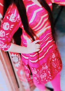 Colorful Patterned Silk Tunic Kurta Set