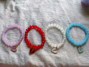 4-Beaded Heart Charm Bracelets