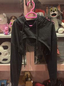 Netted Back Crop Hoodie
