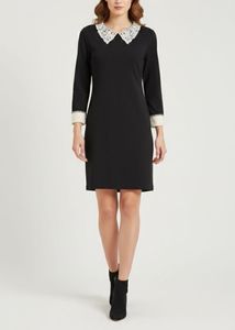 Chic Black Dress with Lace Collar