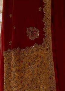 Rich Saree Embroidery Red Ruby Like Stones