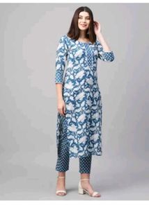 Elegant Blue Floral Kurta Set