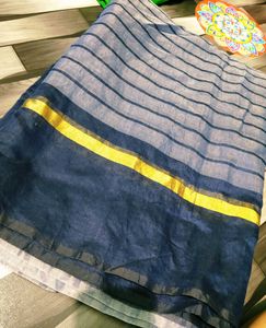 A Wonderful Grey &amp; Navy Blue Coloured Saree