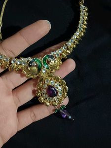 Motif Necklace &amp; Earrings SetEthnic Peacock Jewell