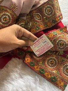 Elegant Red Embroidered  Saree🥰