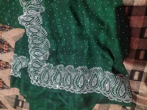 Green Embellished Saree colours available