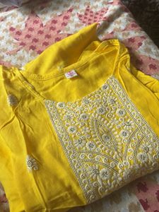 Yellow Embroidered Kurta
