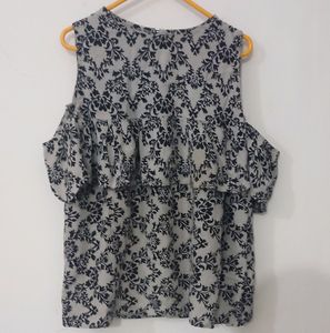 Grey Printed Offshoulder Top