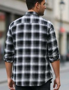 Men&#39;s Black &amp; White Checkered Shirt