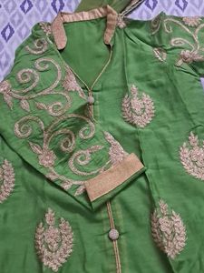 Green Embroidered Kurta Set