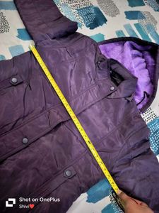 Purple Hooded Padded Jacket