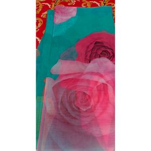 Floral Print Organza Saree