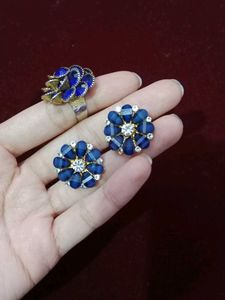 Blue Floral Jewelry Set