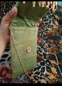 Embroidered Velvet Mobile Sling Bag