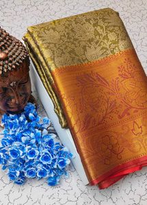 Orange Banarasi Silk Saree