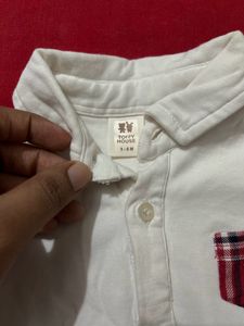 Unisex Baby Check Romper White And Red