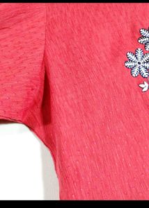 Coral Pink Embroidery Kurti