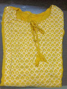 Yellow Printed Kurti