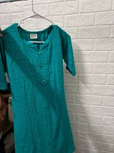 Teal Embroidered Kurti
