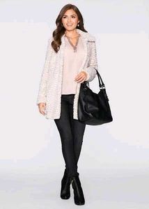 Dorothy Perkins Funnel Neck Faux Fur Textured Coat