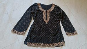 black short kurta with embroidery design