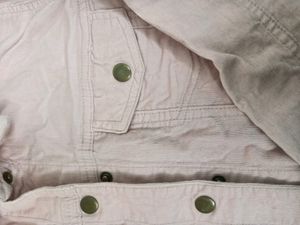 Light Pink Denim-strip Fur Jacket