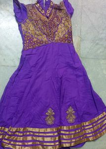 Purple Embroidered Anarkali Dress